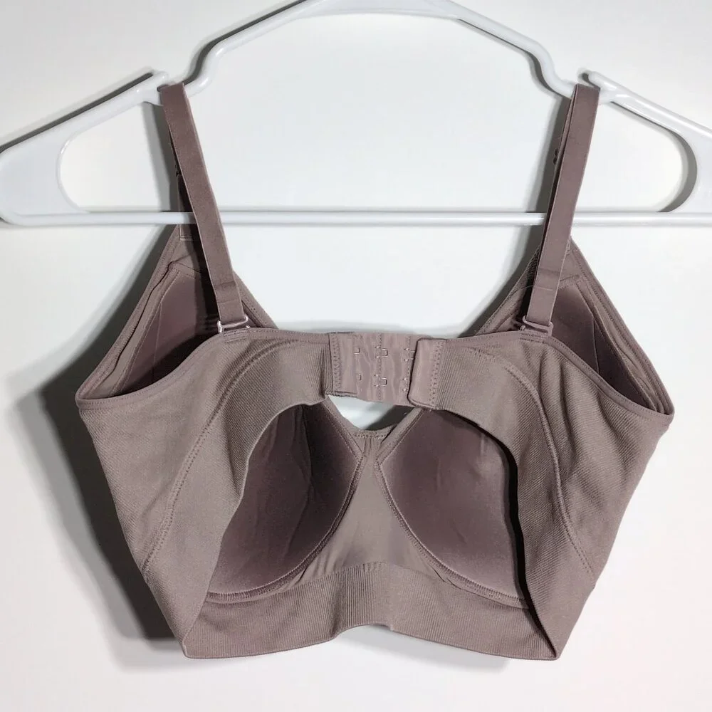 Maidenform XL Bra Wireless Ribbed Mauve Beige Brown Adjustable Full Coverage - Picture 2 of 6